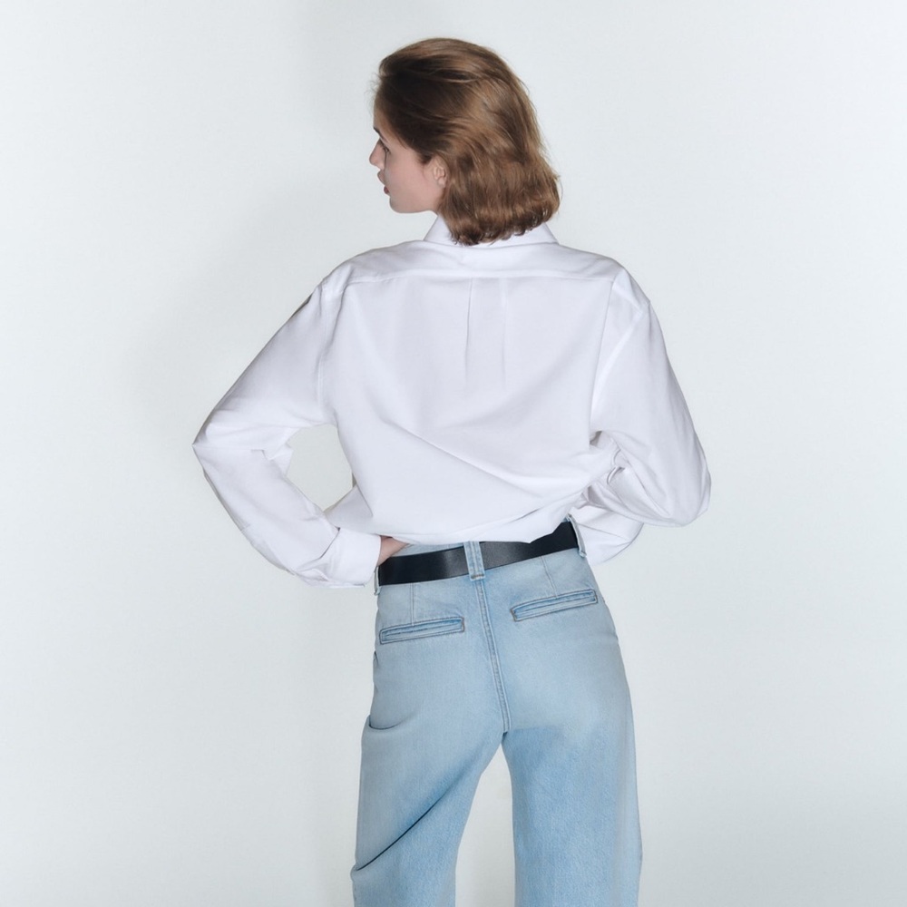 High-rise light blue denim Chino jeans